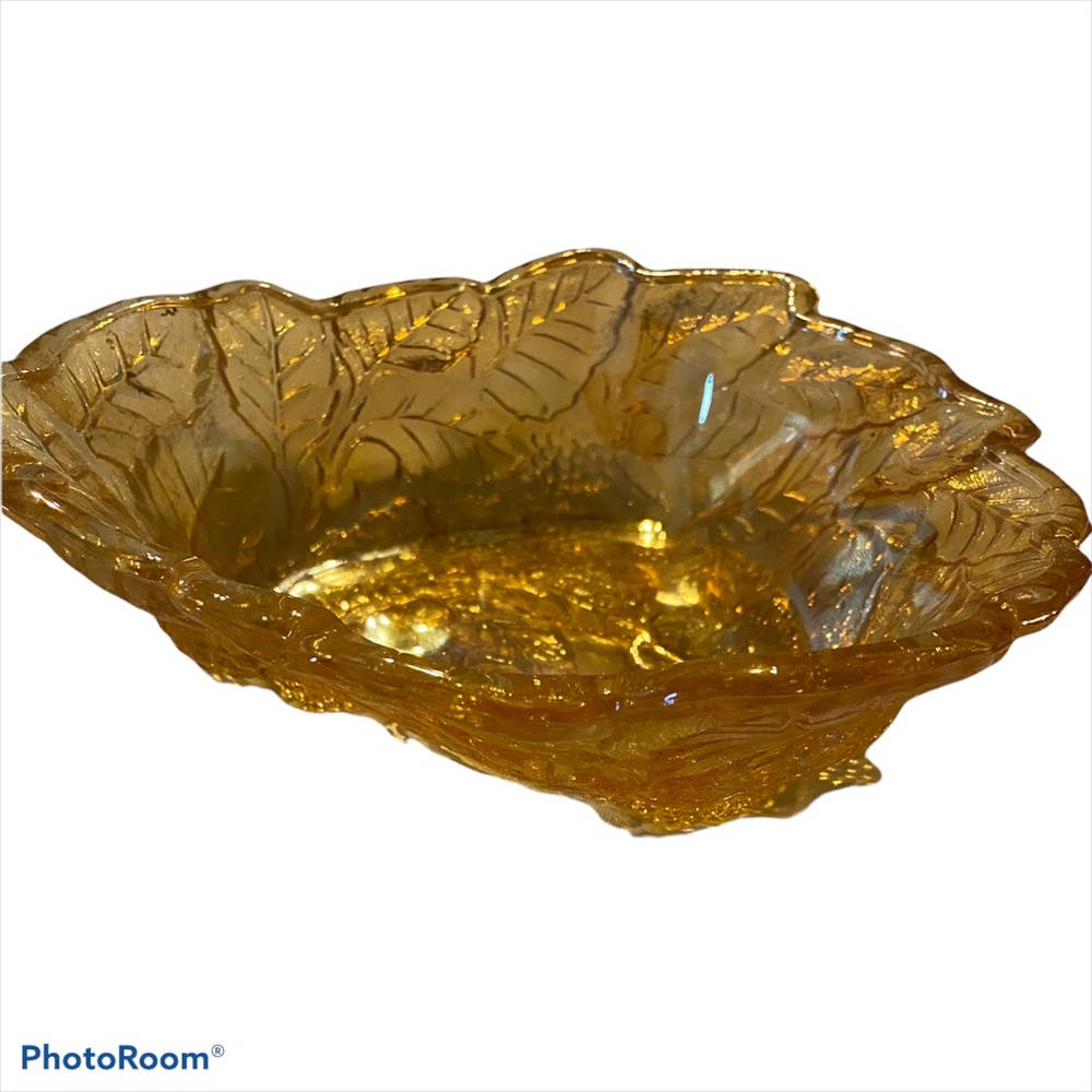 Indiana Gold Iridescent Candy Dish Carnival Glass